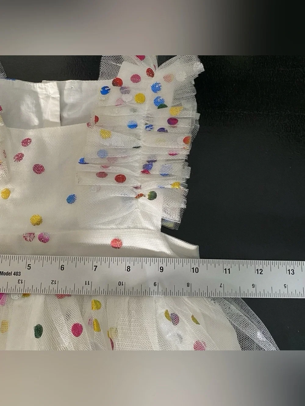 Source Unknown White Tulle Party Dress with Multicolor Dots